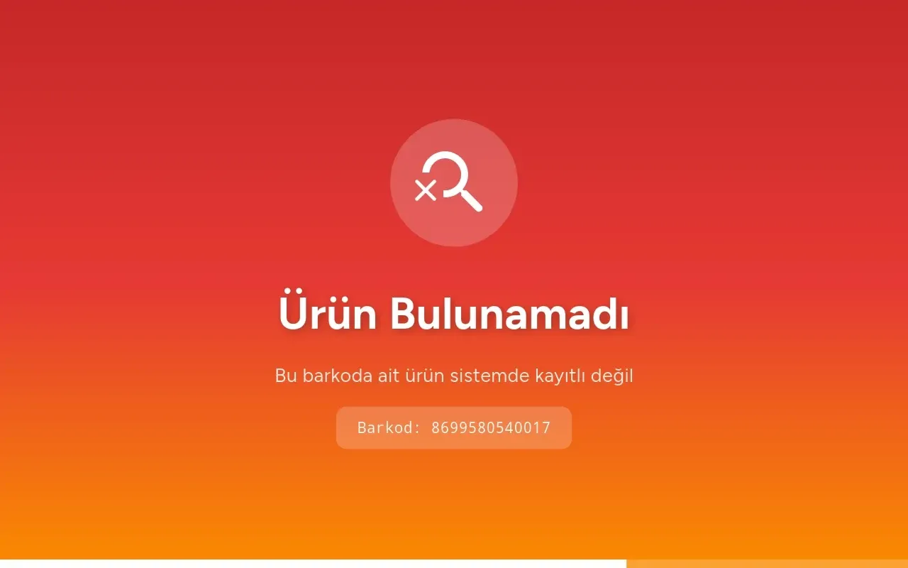 Barkodun karşılığı bulunamadığında görünen ürün bulunamadı ekranı